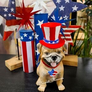 Martha Stewart Patriotic Pug Dog 4th Of July Americana Figure Statue Decor NEW
